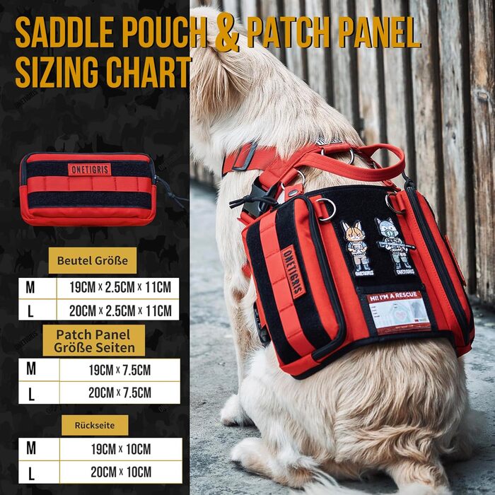 Шлейка для собак OneTigris Guardian з 3 D-подібними кільцями та великою кишенею, червона (M)