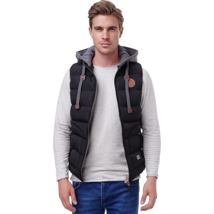 Чоловіча тепла жилетка Backrock Sim-Fit з відстібаною капюшоном та стійким коміром. Степлена жилетка, чорна, розмір L