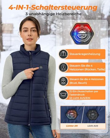 Жіночі гріючі штани Heizwete з акумулятором 16000mAh 7,4V - 9 гріючих зон, 3 режими температури, для активного відпочинку та роботи на вулиці, білі (сині, S)