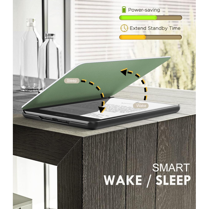 Чохол MoKo для Kindle Paperwhite 12th Gen (2024) та Kindle Colorsoft Signature Edition (2024), PU шкіра, авто-сон/пробудження, сірий ліс (зелена трава та птах)