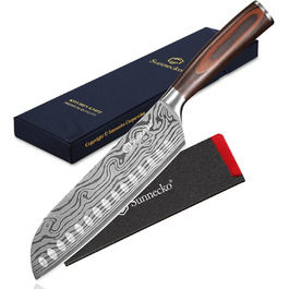 Японський ніж Sunnecko Santoku 17см - професійний кухонний ніж для приготування їжі, ніж шеф-кухаря, ніж для овочів та м'яса