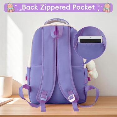 Шкільний рюкзак Tanou для дівчаток 4-в-1 (рюкзак, пенал, сумка для плеча, сумка для підручників), 3-7 клас, стильний дизайн, фіолетовий