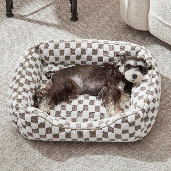 FURTIME Dog Bed, Large Dogs, Non-Slip Dog Beds, Washable Dog Basket, Anti-Anxiety Plush Dog Bed, Suitable for Large Labrador Retrievers, German Shepherds, 89×63×23 cm (M(63×53×20 cm), Chocolate)