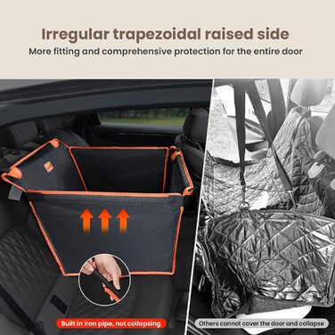 Pecute Dog Car Seat - Reinforced Seat for Medium & Large Dogs - Secure Car Dog Bed with 4 Straps - Rear Seat Dog Crate