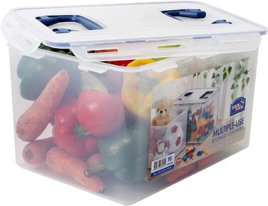 LocknLock PP CLASSIC Storage Box with Lid and Handles | 16 L, 361 x 274 x 212 mm | 100% Airtight | Semi-Transparent Storage Container | Storage Box with Lid for Household Items