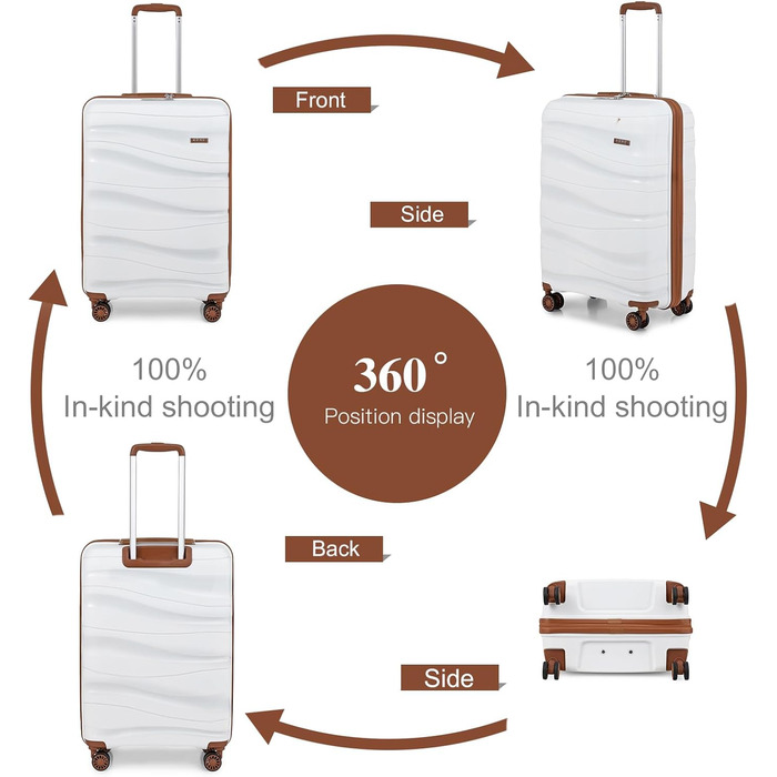 Чемодан-валіза KONO 55см: легкий, з TSA замком та 4 колесами (чорний)