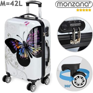 Валіза дорожня MONZANA® Butterfly XL, жорсткий корпус, ABS+PC, алюмінієва телескопічна ручка, подвійні гумові колеса, 42 л