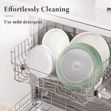 Набір посуду з кераміки 17 предметів: каструлі та сковорідки, безпечний, без ПФОА/ПФУ, для індукційних плит, знімні ручки, стійкий до подряпин та забруднень, придатний для миття в посудомийній машині та використання в духовці (зелений)