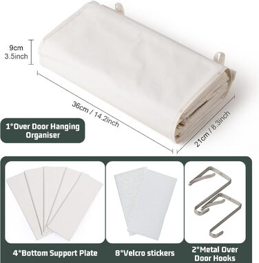Органайзер для дверей з 4 кишенями, Бохо декор, настінне кріплення, для спальні, дитячої кімнати, ванної кімнати, слонова кістка