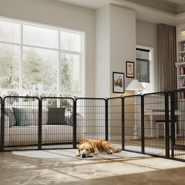 Yaheetech 100cm Foldable Dog Playpen - 6 Panel, Freestanding Kennel for Dogs - Indoor & Outdoor Use, Tool-Free Assembly
