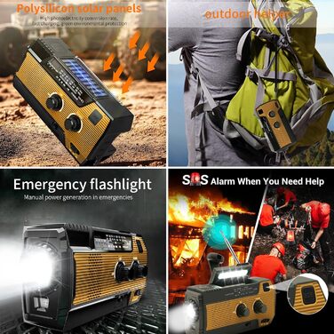 Сонячне радіо на випадок надзвичайних ситуацій Solarbaby з ручним приводом, LED-ліхтариком, SOS-сигналом та акумулятором 4000mAh для заряджання смартфону