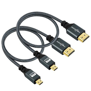 HDMI кабель Micro HDMI - HDMI, 1 м, 2 шт. Підтримка 4K/60Hz, 3D, 1080p