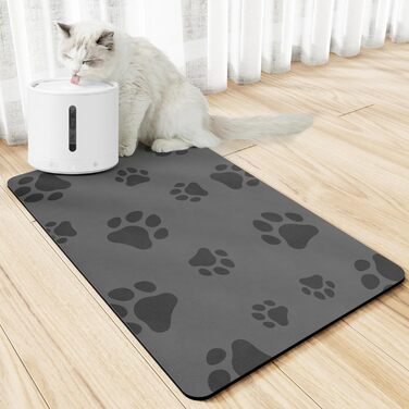 Підкладка під миску для кота JanYoo 50x35 см, вологостійка, антиковзаюча, сіра