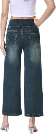 Джинси жіночі Daen Baggy, висока талія, еластичні, укорочені прямі, 7/8, колір індиго (XL)