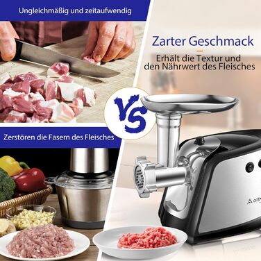 AAOBOSI #12 Heavy-Duty Electric Meat Grinder - 3000W, 2 Blades, 4 Plates, Sausage Maker Kit, Kibbeh Attachment, Burger Press