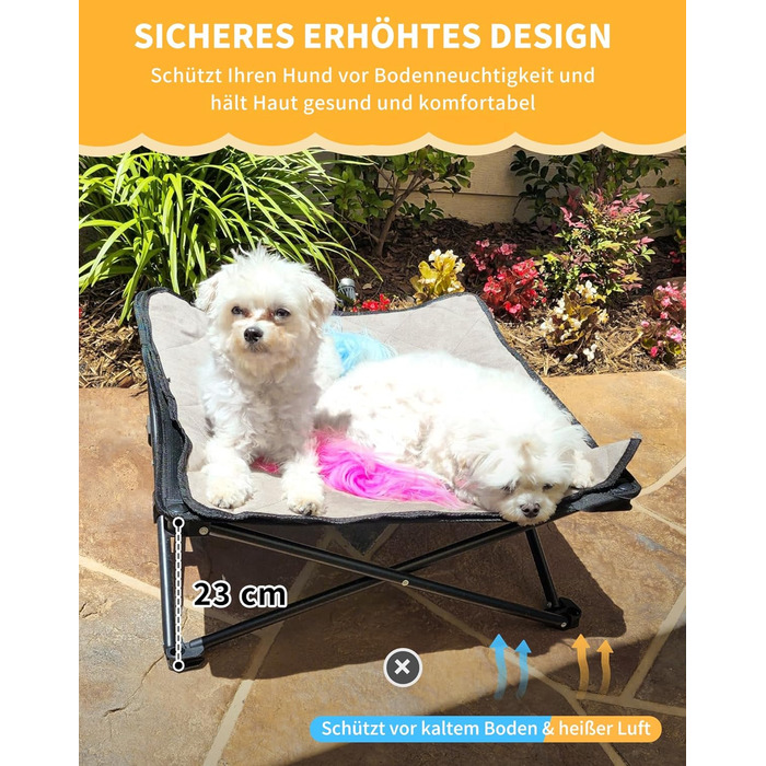 КінгКемп Лежанка для собак, піднята лежанка для домашніх тварин, Outdoor, чорна, 57 x 57 x 23 см