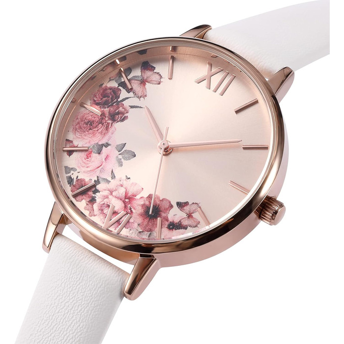 Жіночий годинник на шкіряному ремінці: кварцовий, водостійкий, модний, рожево-золотий, для дівчат та жінок