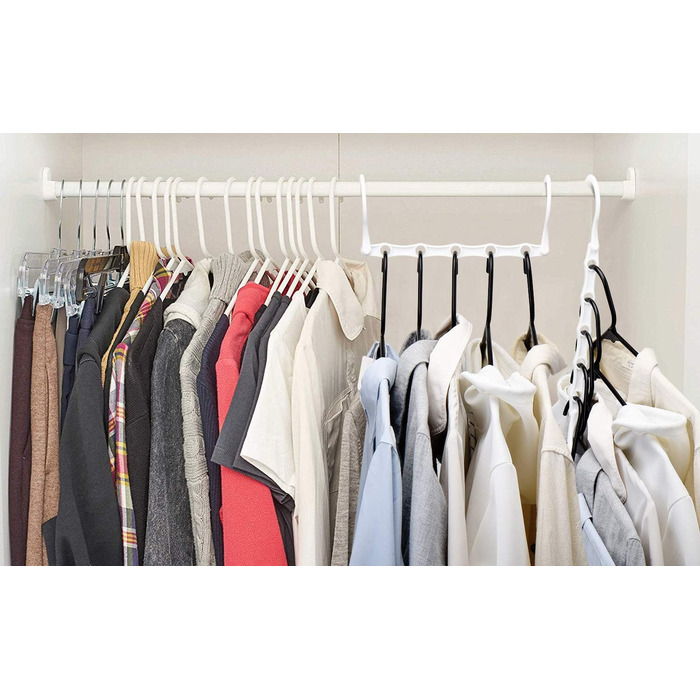 10 шт. Кліпса для одягу HOUSE DAY – органайзер для шафи, економія місця, антиковзаючі, стабільні, 23.5 см (білі)