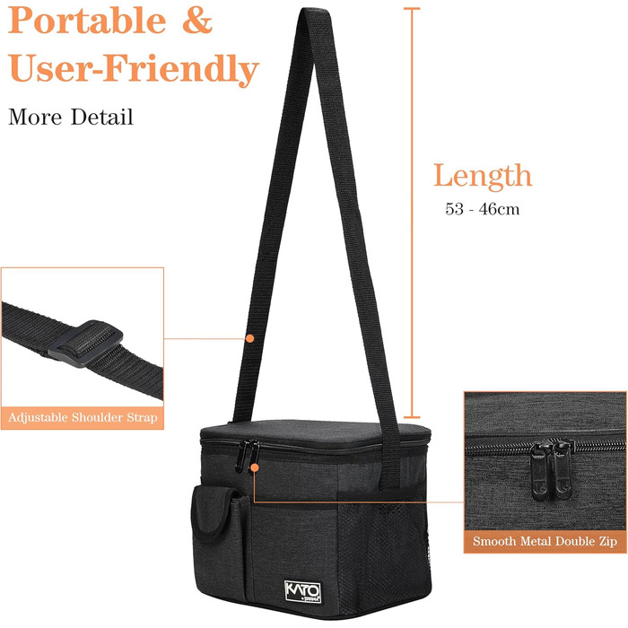 Термосумка Kato Tirrinia 17L (23 банки) - велика, чорна, водонепроникна для пікніків, роботи, пляжу