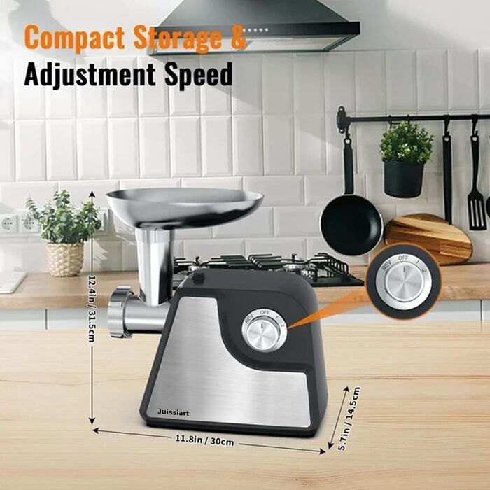 Electric Meat Grinder & Sausage Maker - Stainless Steel with Accessories