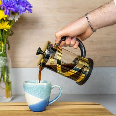 Кавоварка French Press Café Olé Classico, 800 мл, 6 чашок, нержавіюча сталь, золоте покриття, CM-08G