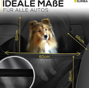 Автокрісло для собак KUINEA® Extra Stable - з ременем безпеки, для собак маленьких та середніх порід, водовідштовхуче, автокошик для собак, автокрісло для собак