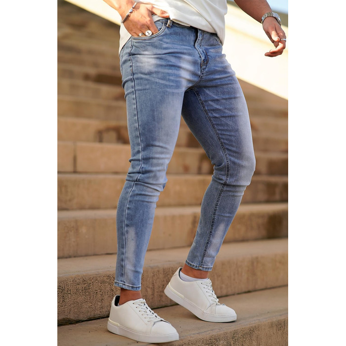 Чоловічі джинси GINGTTO Slim Stretch Skinny світло-блакитні 32W/30L