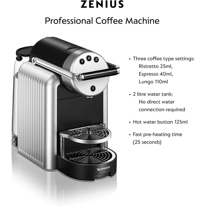 Nespresso Professional Zenius Coffee Machine including 50 Coffee Capsules - Coffee Maker for Small Offices - Silver Machine Starter Pack