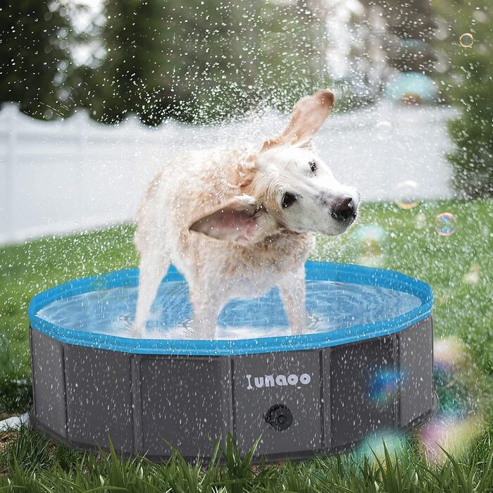 Dog Pool for Large Dogs, Foldable Swimming Pool Splash Pool Dog, Portable PVC Dog Pool Bathtub Dog Swimming Pool for Large Small Dogs, Light Blue, 80 x 20 cm