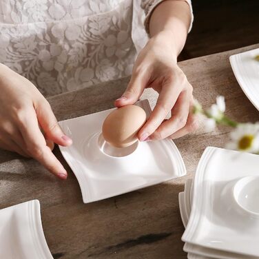 MALACASA Набір для яєць Serie Flora, 6 шт., кремово-білий порцелан, 11.5x11.5x2 см