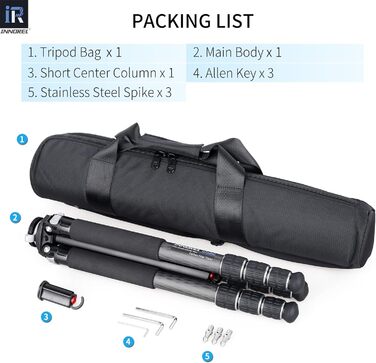 Професійний компактний карбоновий штатив INNOREL GT324C для DSLR-камер з кульовою головою, максимальне навантаження 25 кг