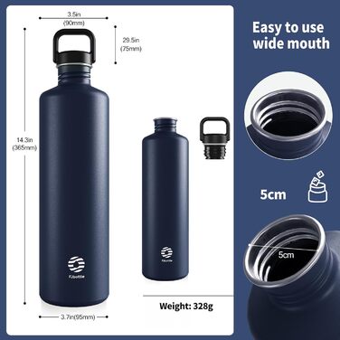 2L Stainless Steel Water Bottle | 2 Liter Single-Wall Water Canteen | Eco-Friendly Reusable Bottle | Plastic-Free and Leak-Proof Metal Water Bottle | 2l Eco Drinking Bottle, Green (Dark Blue)