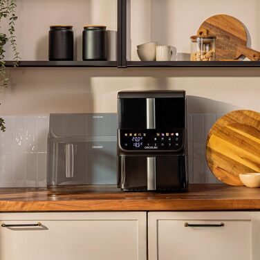 Фритюрниця Cecotec Cecofry DuoLevel 10000 DuoSize: 10 л, вертикальний дизайн, 2 контейнери, 10 меню, 80-200 ºC, сенсорний екран, чорний | з вікном