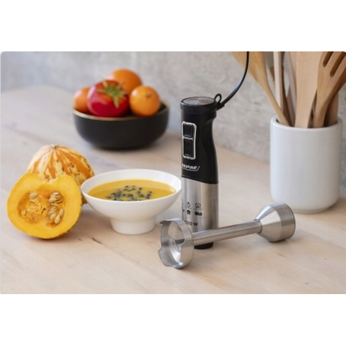 Ручний блендер MPM MBL-33M 1500W TURBO, 9 швидкостей, чорний, нержавіюча сталь