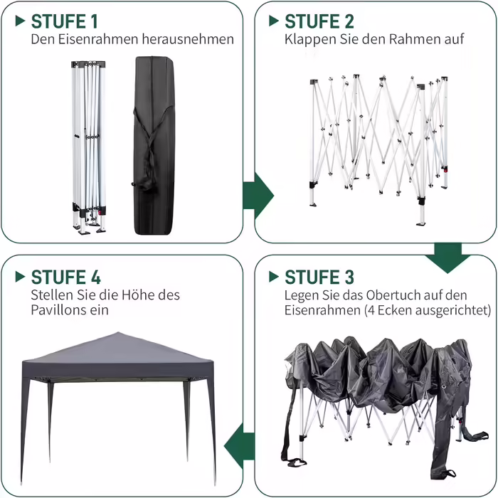 3x3m Gazebo, Pop-up Folding Gazebo, Waterproof, Winterproof, Adjustable Height, UV Protection 50+, Steel Frame, for Garden, Party, Camping, Outdoor, with 4 Side Panels, Dark Grey