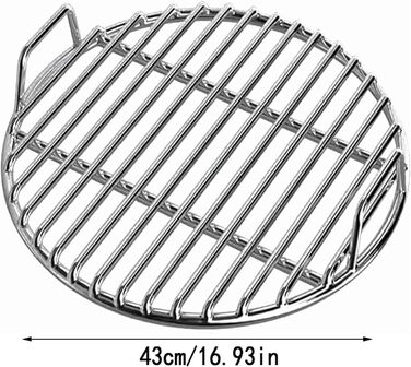 Решітка для гриля з нержавіючої сталі, круглі, різні розміри, для барбекю, кемпінгу, саду, рівномірний нагрів (Ø43 см)