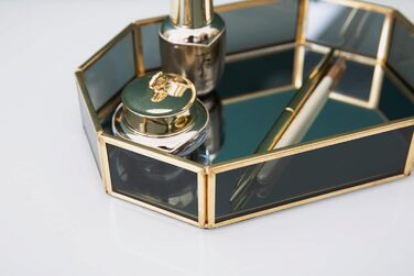 Вінтажний дзеркальний металевий піднос SLHEQING чорний 20×14×4 см для косметики та прикрас