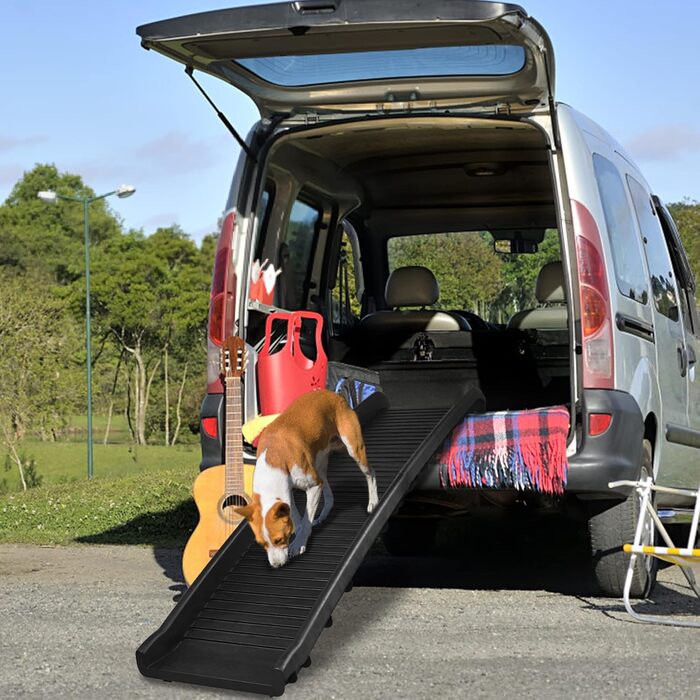 Рампа для собак UISEBRT, складана, для багажника авто, до 90 кг, 156 x 40 см, чорна