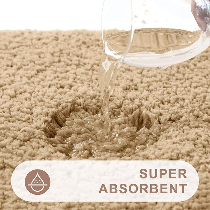 Килимок для ванної кімнати Homaxy: антиковзаючий, м'який, пухнастий, з мікрофібри, 60 x 120 см, бежевий