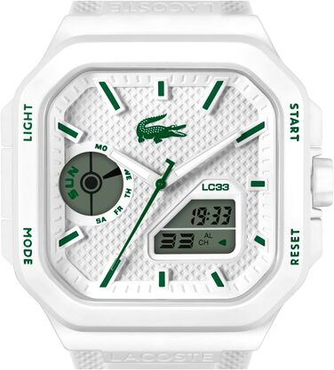 Годинник Lacoste LC33 Square силіконовий ремінець, кварцовий, блакитний/зелений/білий