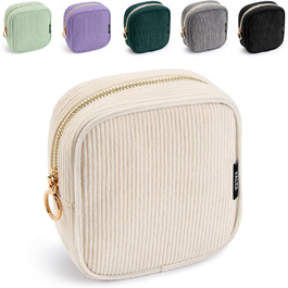 Косметичка для жінок KALIDI з корду, зелено-бежева, з відділеннями, на блискавці, для подорожей