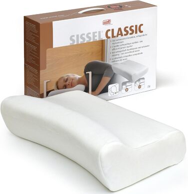 SISSEL Classic ортопедична подушка для шиї з велюровим чохлом, розмір M (47x33x11 см)