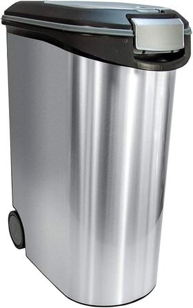 Контейнер для корму Curver Tier-Futter-Container 20 кг, 54 л, чорний/сріблястий, з роликами