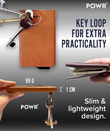 Чоловічий металевий картхолдер POWR Wallet з відділенням для монет. Мінімалістичний картхолдер для чоловіків (колір: коричневий)