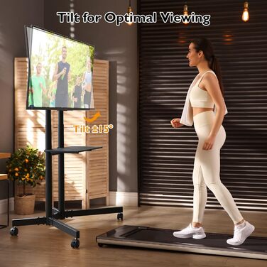 Підставка для телевізора BONTEC Mobiler TV-Wagen: регульована висота, VESA 600x400, до 55 кг, з полицею для ноутбука та кабельною організацією, для офісу, дому та геймінгу