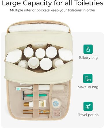 Сумка для косметики BAGSMART для жінок, велика дорожня косметичка, об'ємна косметична сумка, дорожня сумка для макіяжу та косметики з ручкою, чорна