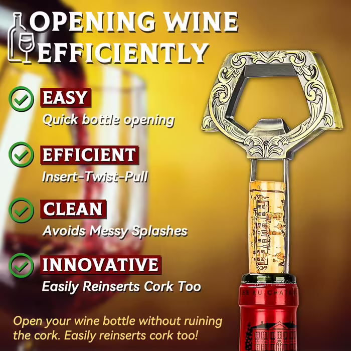 LUCYLANKER Waiter Corkscrew, Aged Wine, Ah So Wine Opener for Vintage Bottles, Two-Prong Corkscrew Remover with Beer Bottle Opener, Waiter Corkscrew, Wine Connoisseur Collector for Opening (Bronze)
