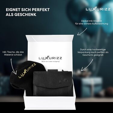 Чоловічий та жіночий шкіряний гаманець Luxurizz Smart Wallet з RFID-захистом - Slim модель з відділом для монет та Slider-системою (10 карт, чорний)