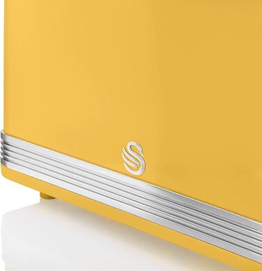 Набір для сніданку Swan Retro: чайник 1.8 л, тостер на 2 тости, мікрохвильова піч 20 л, жовтий, вінтажний дизайн