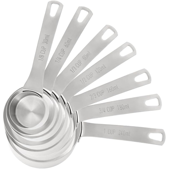 Набір мірних склянок Chef Pomodoro з нержавіючої сталі (7 шт., 30–240 мл) – для кухні та випічки